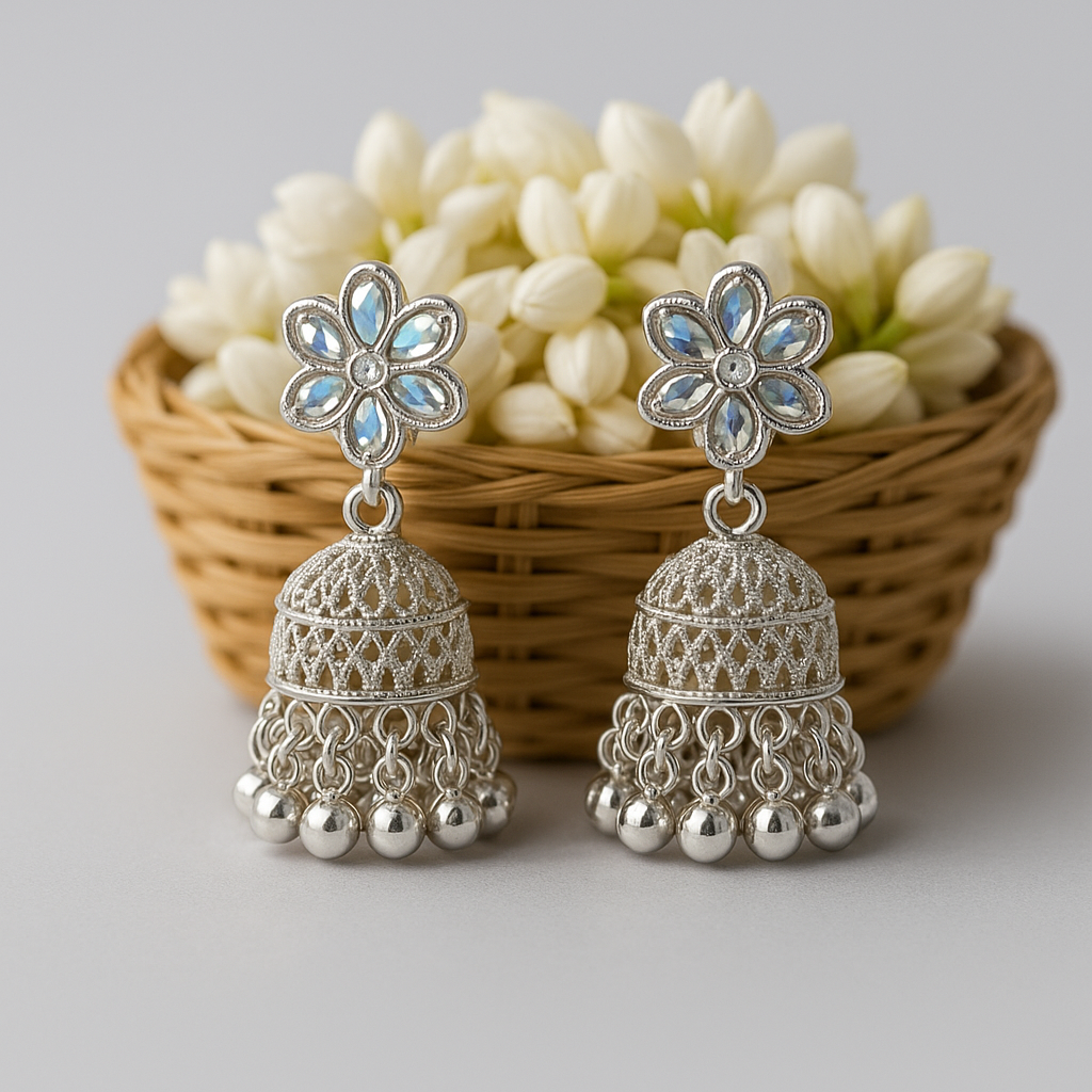 Premium Women’s Jhumka Gift Set (9 Items) | Designer Earrings, Bracelet & 18K Gold Plated Chain